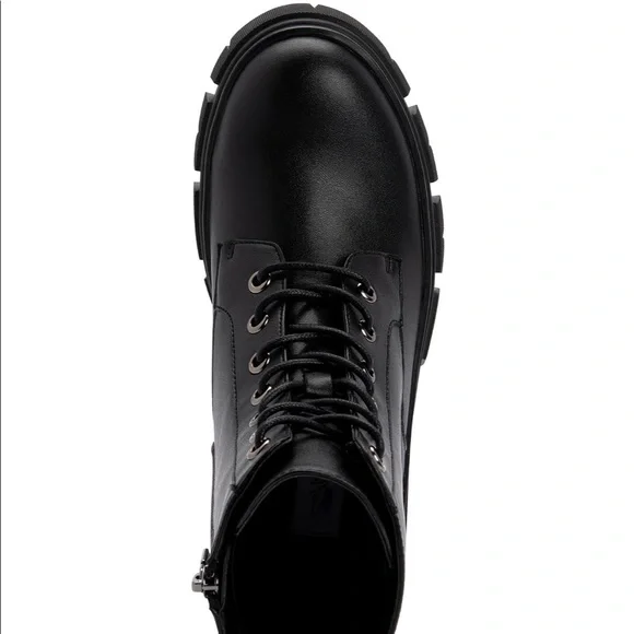 Aqua College Pippa Leather Lug Sole Waterproof Combat Boot - Picture 3 of 7